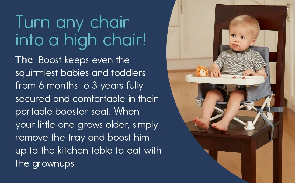 Portable Foldable Toddler Dining Booster Seat Baby Feeding Dining Chair with Tray and Bag for Outdoor and Bedroom Use