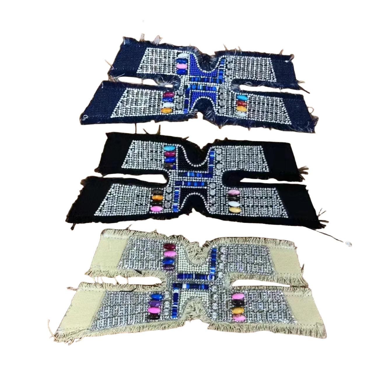 Handmade Personalized Multi-Element Denim Fashion Vamp Fashionable Shoe Uppers Made with High Quality Denim Material