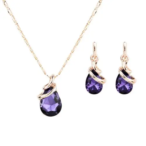 Cheap Necklace and Earrings Jewelry Set Zinc Alloy Fine Teardrop Crystal Wholesale Earring & Austrian