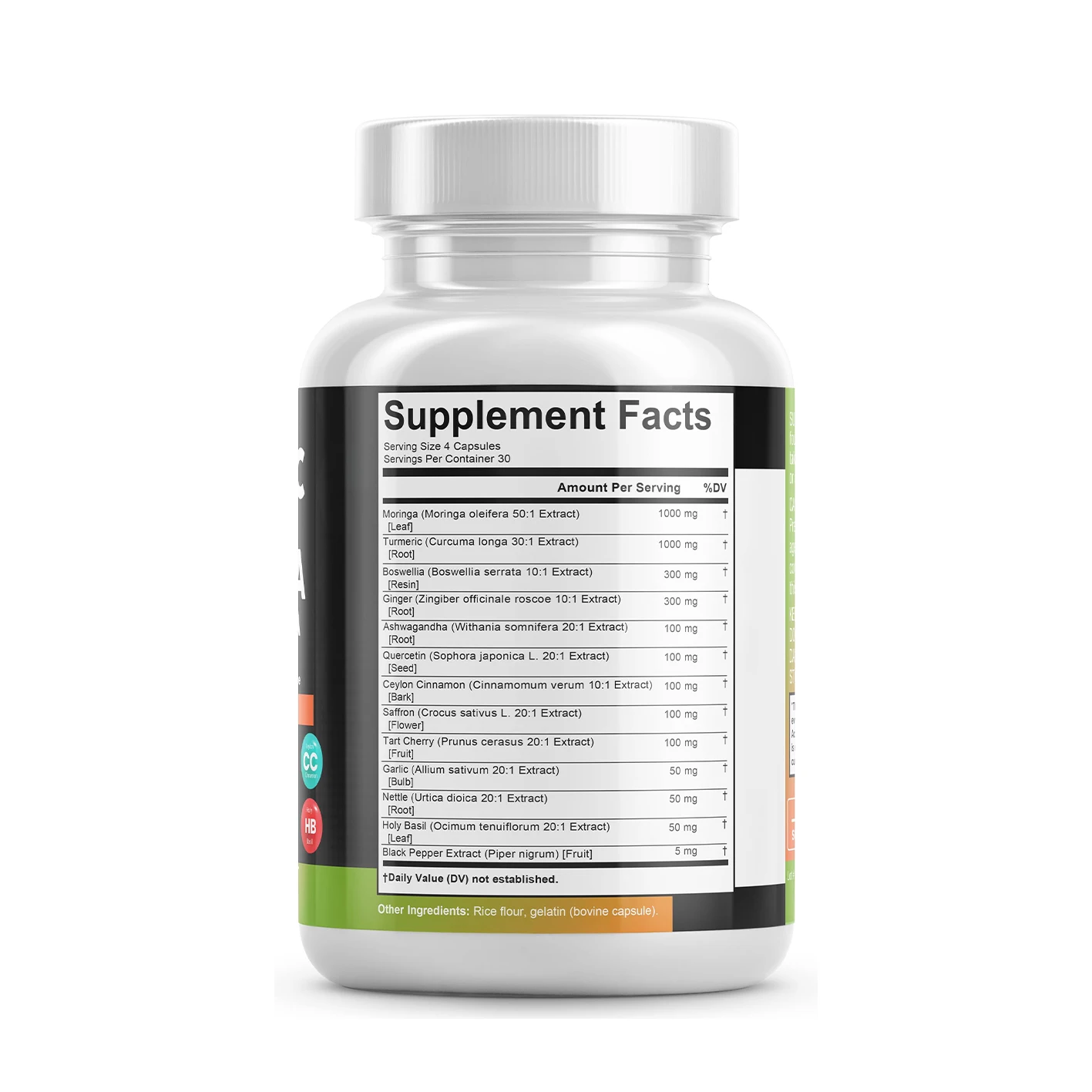 OEM Private Label Turmeric Ginger Moringa Capsules Advanced Turmeric Curcumin With Black Pepper & Ginger Supplements