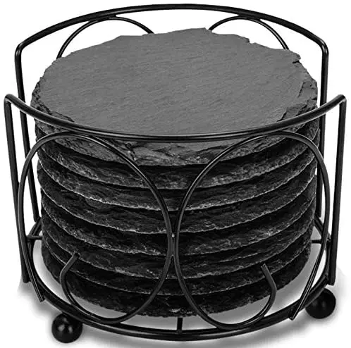 4 Inch Home Decoration China Slate Drink Coasters Wedding Stone Square Black Tableware Cup Coaster For Lovers Gifts