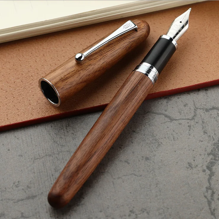 Custom Gift Student Business High Quality Luxury Wooden Pen Antique Rosewood Walnut Wood Fountain Ink with
