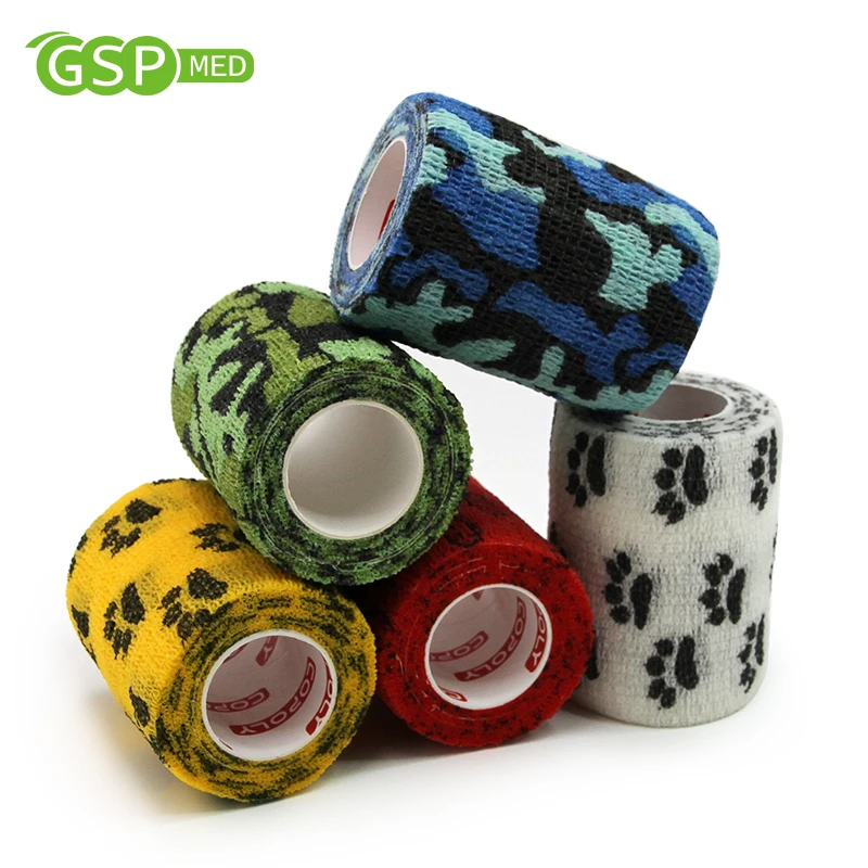 GSP High Quality printed pattern cohesive elastic bandage with latex waterproof hand tear self-adhesive bandage