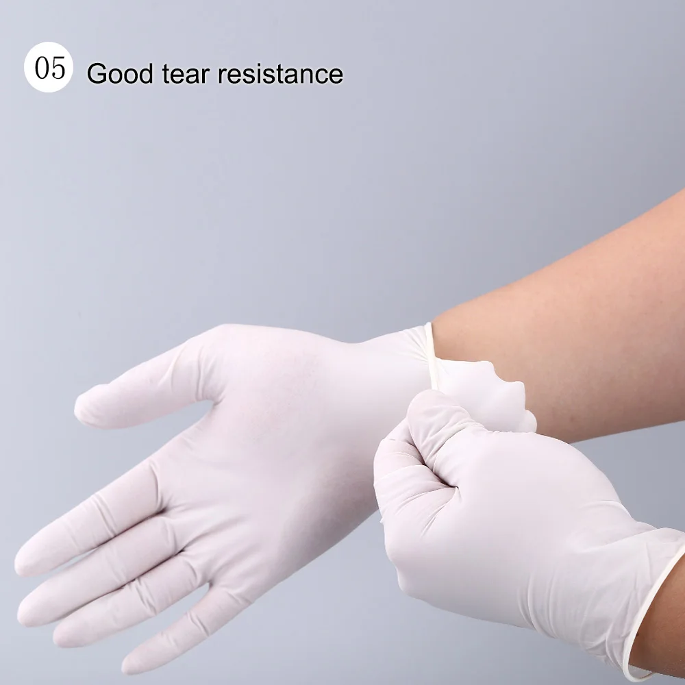 Wholesale Latex Free Powder Free White Nitrile Disposable Gloves Non-sterile box of 100 pcs