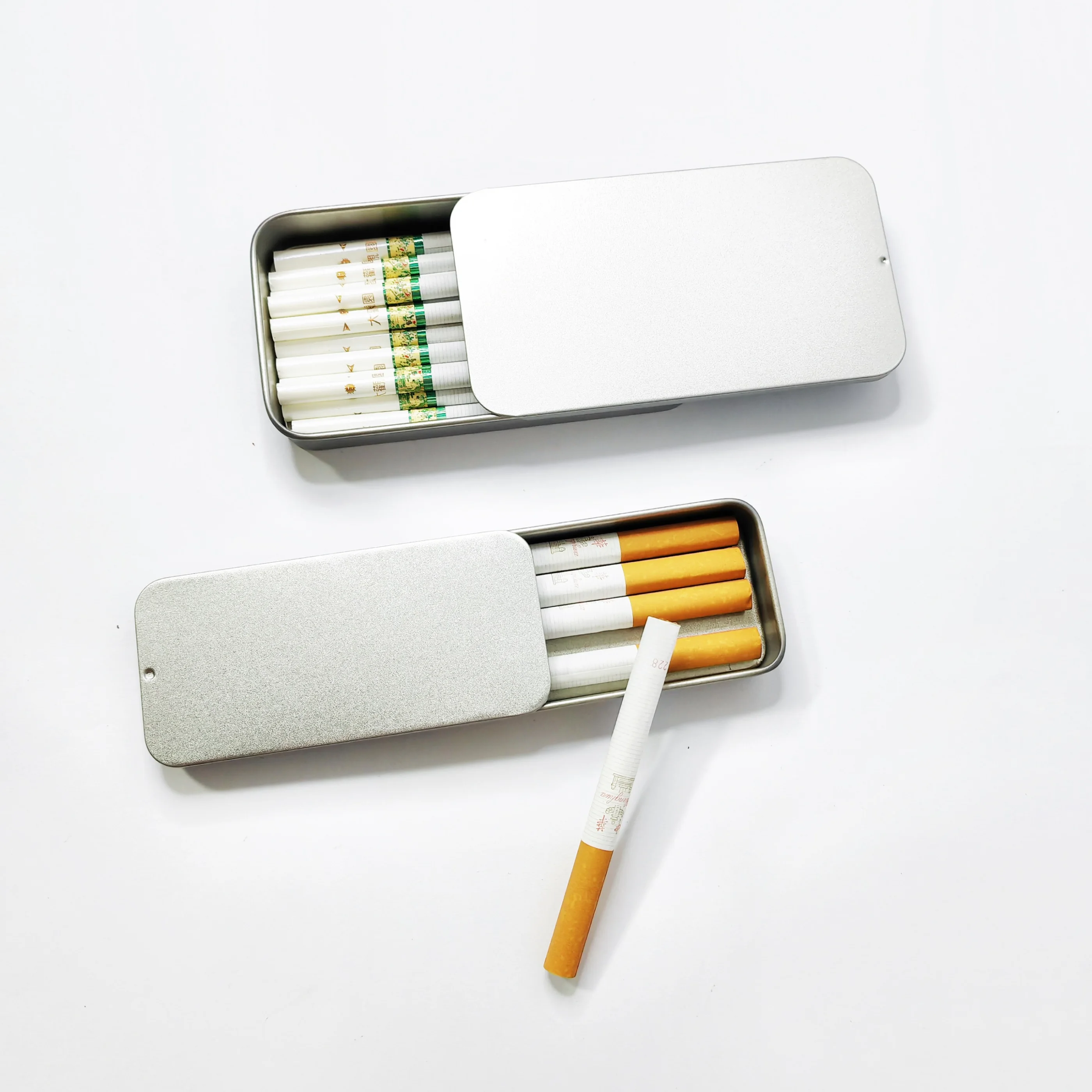 Recyclable Custom Logo Small Slide Storage Tin Packaging Metal Tin Box For Solid Perfume Chewing Gum Cigarette Case