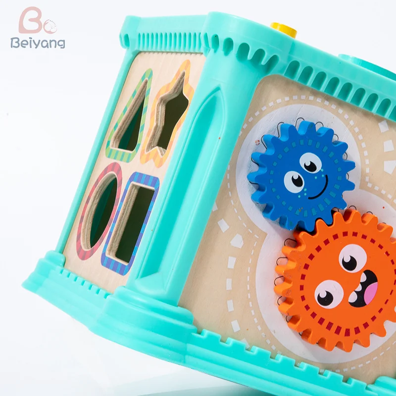 New 6 In 1 Multipurpose Educational Sensory Toy Shape Recognition Wooden Activity Cube Early Education Learning Toys