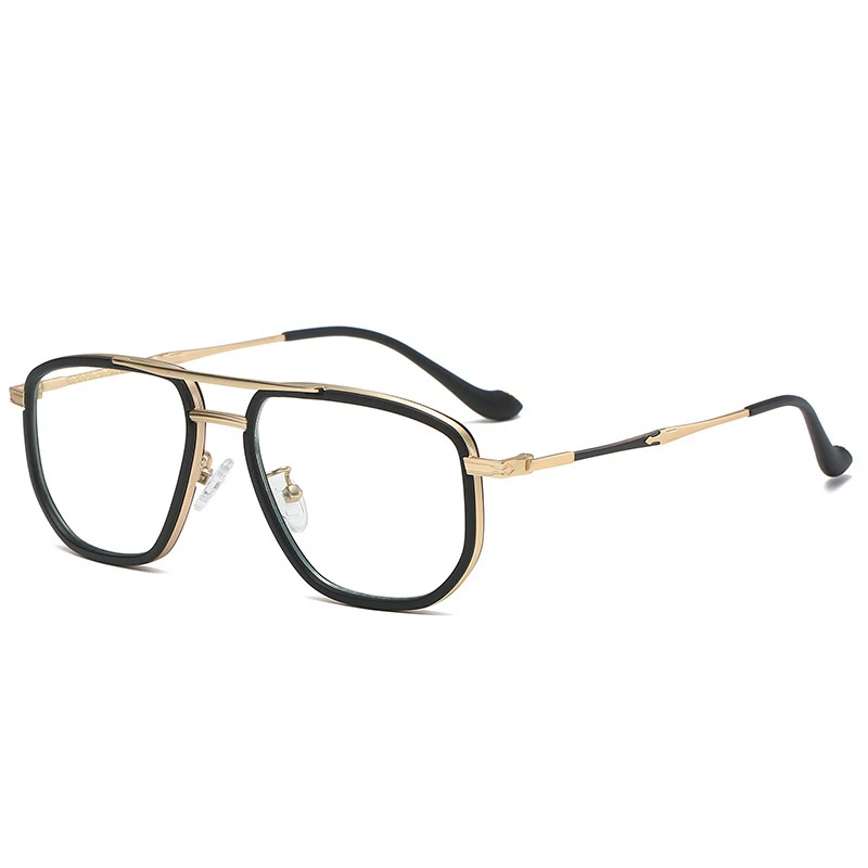 Мужские квадратные очки с защитой от синего света многоугольные металлические сильными петлями