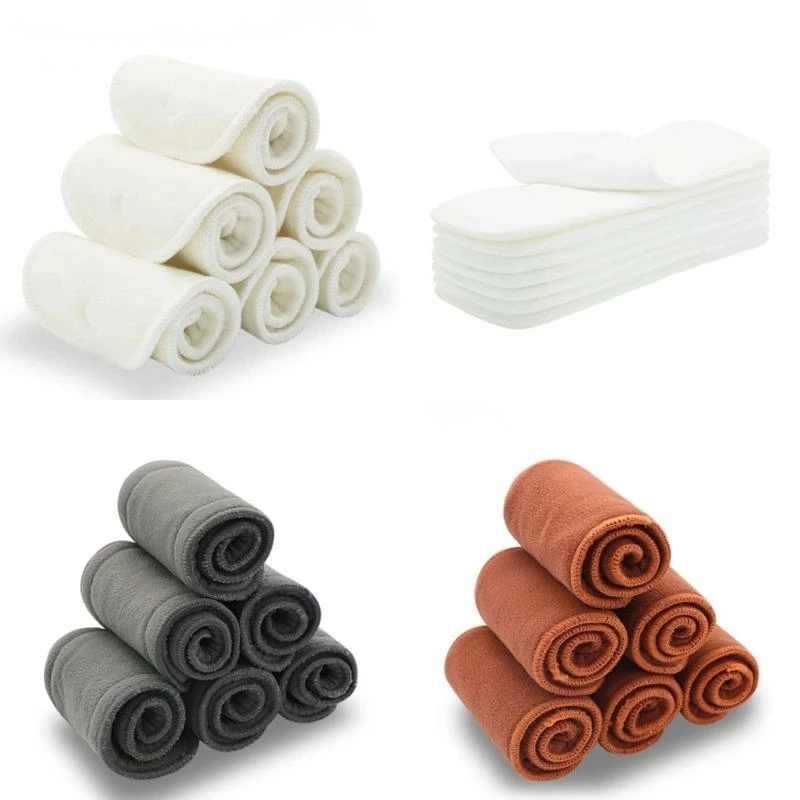 Многоразовые карман из конопляной ткани с бамбуковым древесным углем для тканевых подгузников 3-х слойные бамбуковые вкладыши для тканевых подгузников