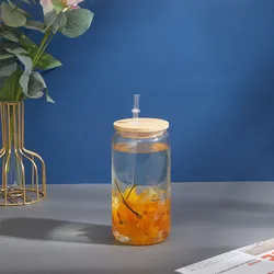 16oz clear Glass Straw Handle  Single Wall  Sublimation Mason Jar