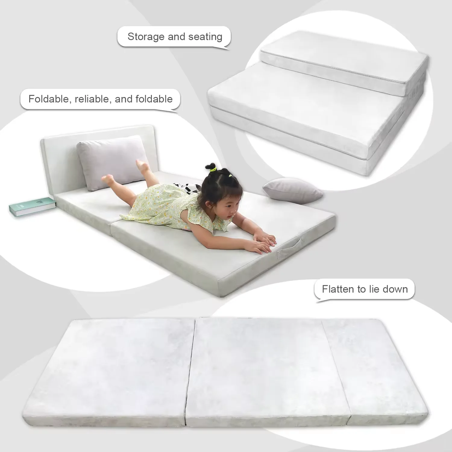 Saien high Quality Trifold bed breathable fabric mattress mat Portable folding foam single orthopedic foldable baby mattress