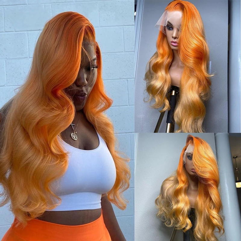 Transparent HD Lace Highlight Loose Wave Ombre #613 Orange Color Lace Front Wig With Baby Hair Virgin Brazilian Human Hair Wigs