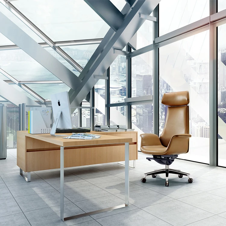 High Back Swivel Ergonomic Metal Frame Executive Adjustable Leather Office Chair