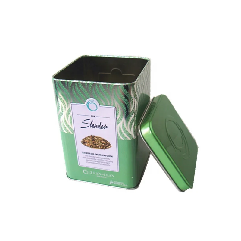 Square cube twinings tea tin box transparent window on lid can be choose