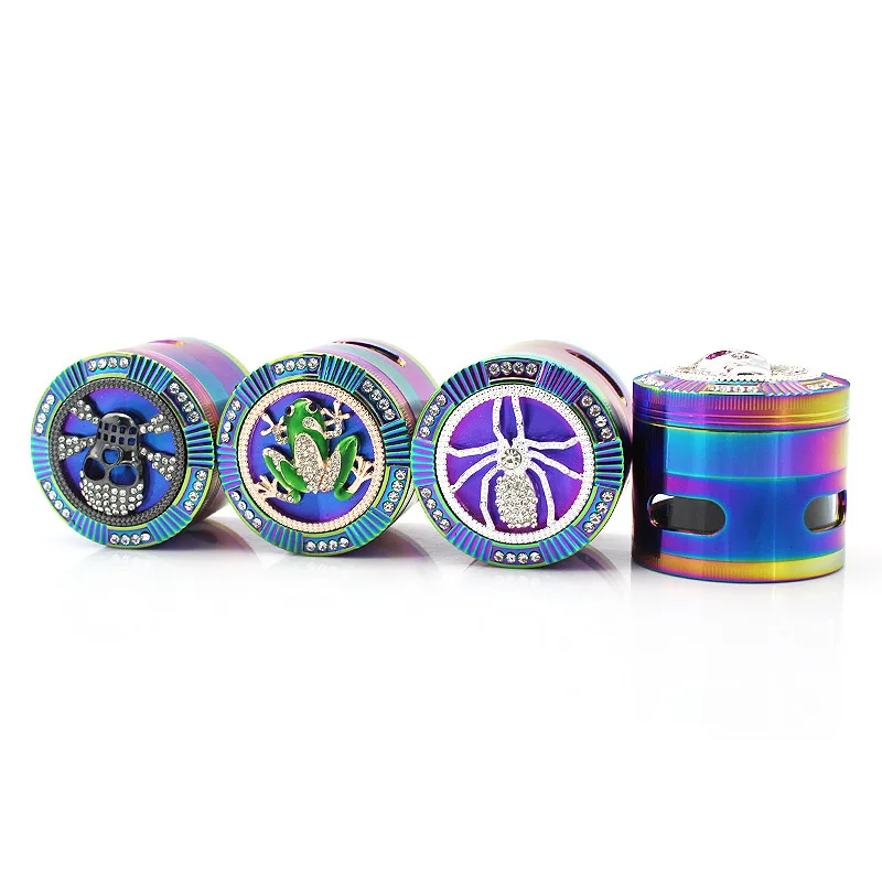 
New popular product 63MM Diamond 3D Colorful Metal Stone Weed Crusher 