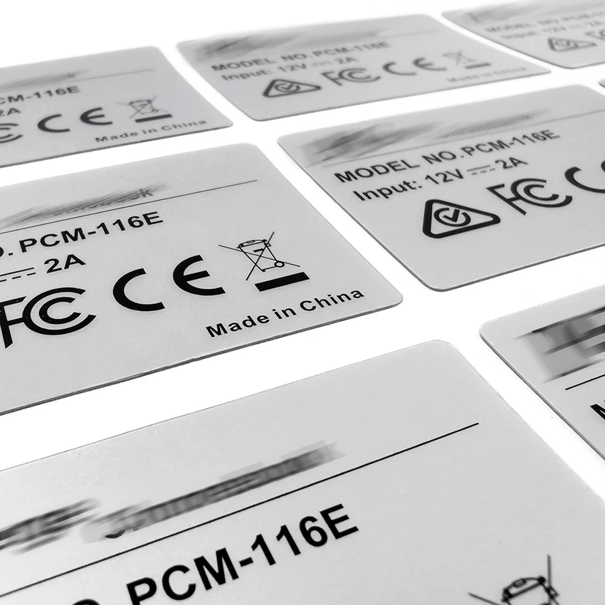 Custom Waterproof Matte Silver Adhesive Label Panel Stickers PET Labels CE Mark Electronic PC for Package Stickers Printing