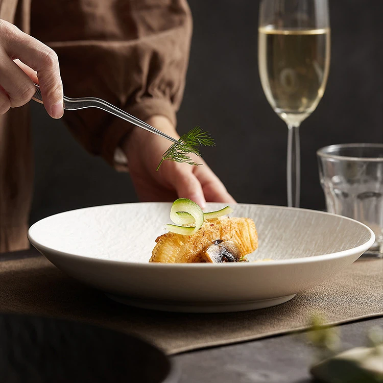 Creative Black Stone Home Dish Light Luxury Deep Western Food Ceramic Plate