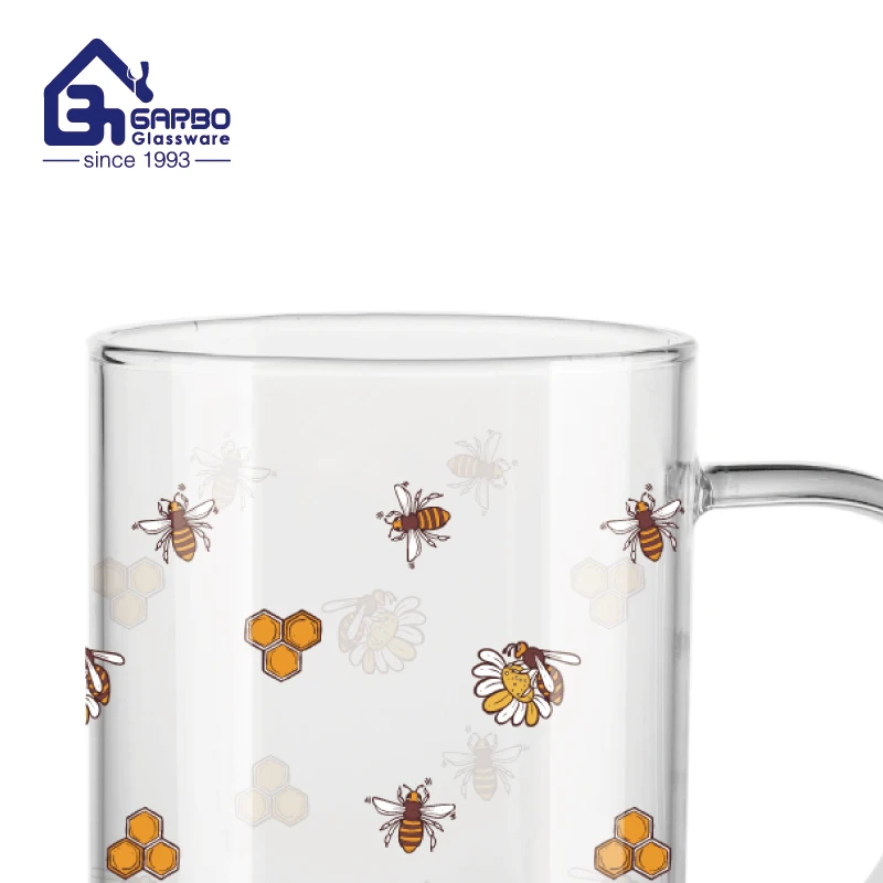 handmade glassware 450ml 16oz pyrex glass tumbler OEM printed glassware decorative glass cup single wall glass mugs cups