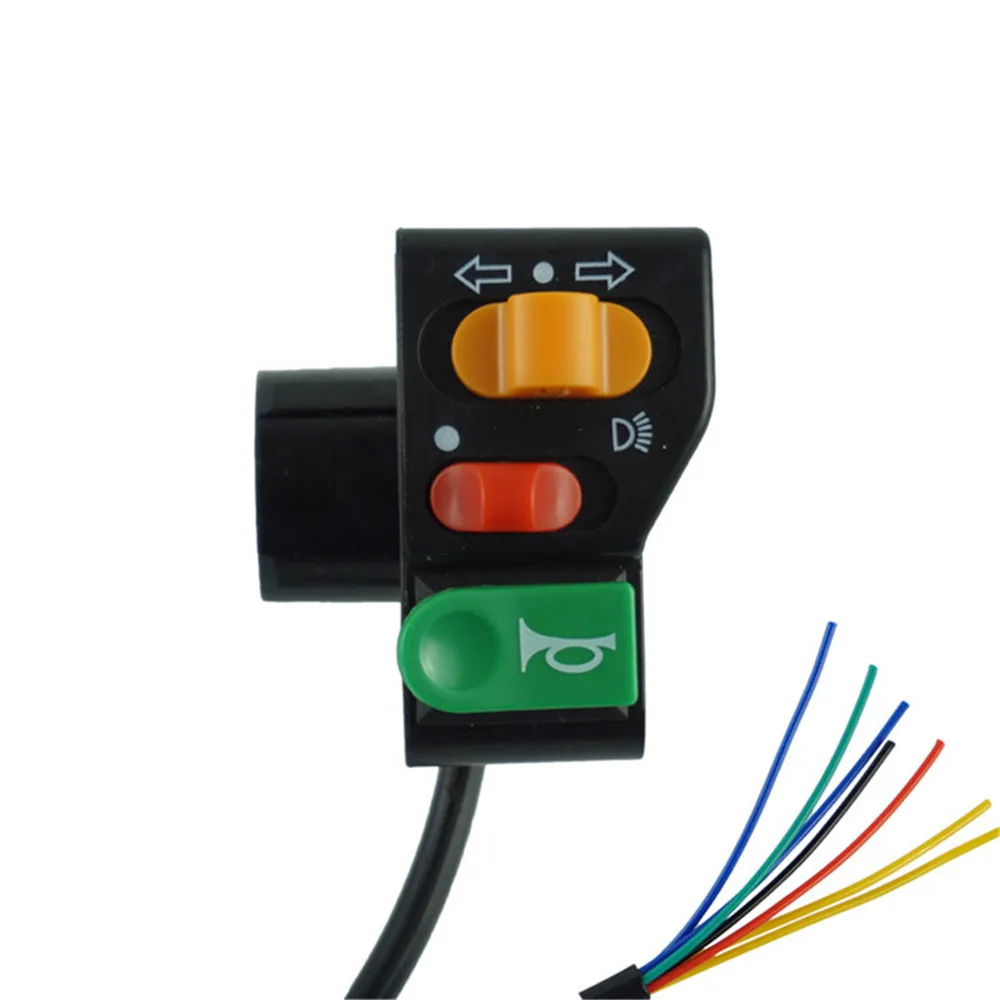 Motorcycle 7/8 Handlebar Horn Turn Signal Head Light Beam Kill Switch 3 In 1 E-bike Scooter Motor Power Switch