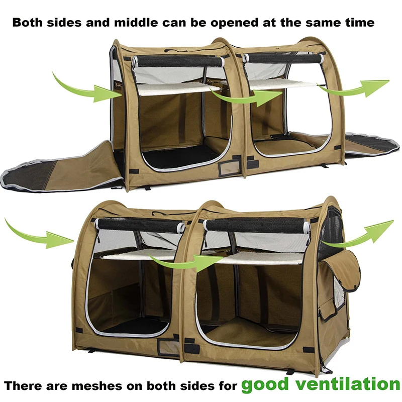 Customized Pet Home Wholesale Portable Twin Compartment Show House Cat Cage Condo Dog Travel Crate with Portable Carry Bag