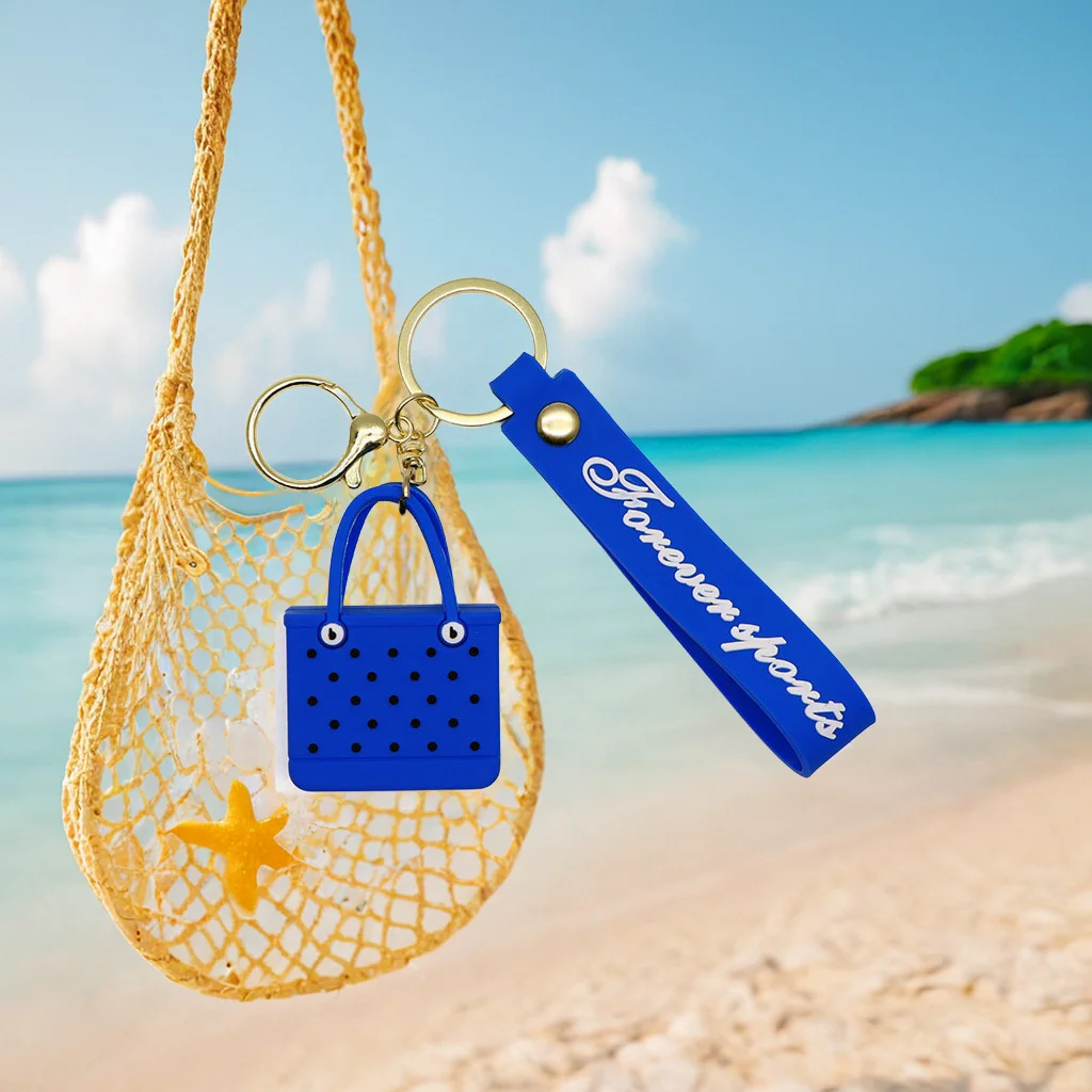 Hot sales Beach Hole bag 3D bag pendant Keychain PVC Silicone Bag Pendant Keychain Silicone Keychain Gifts