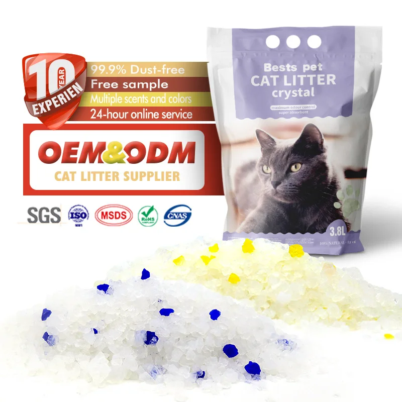 low dust1-8mm 1.6kg Wholesale Factory Directly Supply high quality Silica Gel Sand Filler Clean Blue Crystal Silicone Cat Litter
