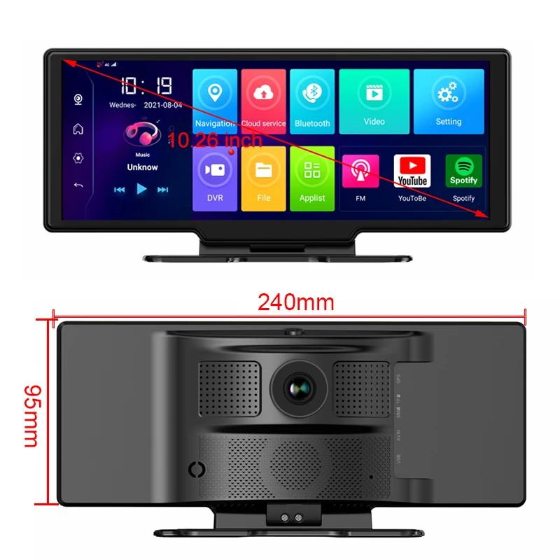 10.26 Inch Car DVR 4G ADAS Android Mirror GPS WiFi Dash Camera 1080P Dual Lens Auto Recorder Navigation