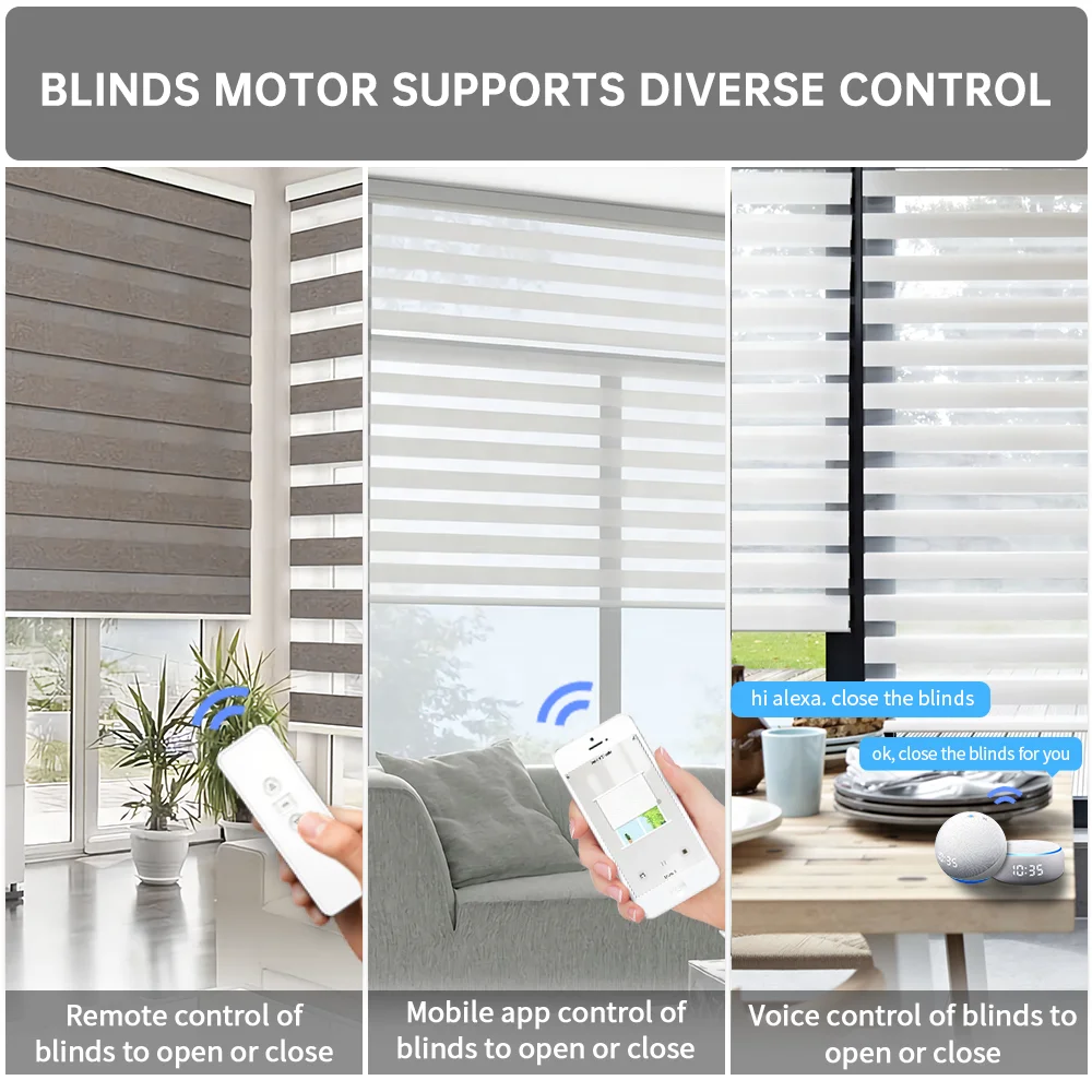 New Design Wifi Control Motorized Zebra Roller Window Blinds Motorised Blind Automatic Smart Blinds