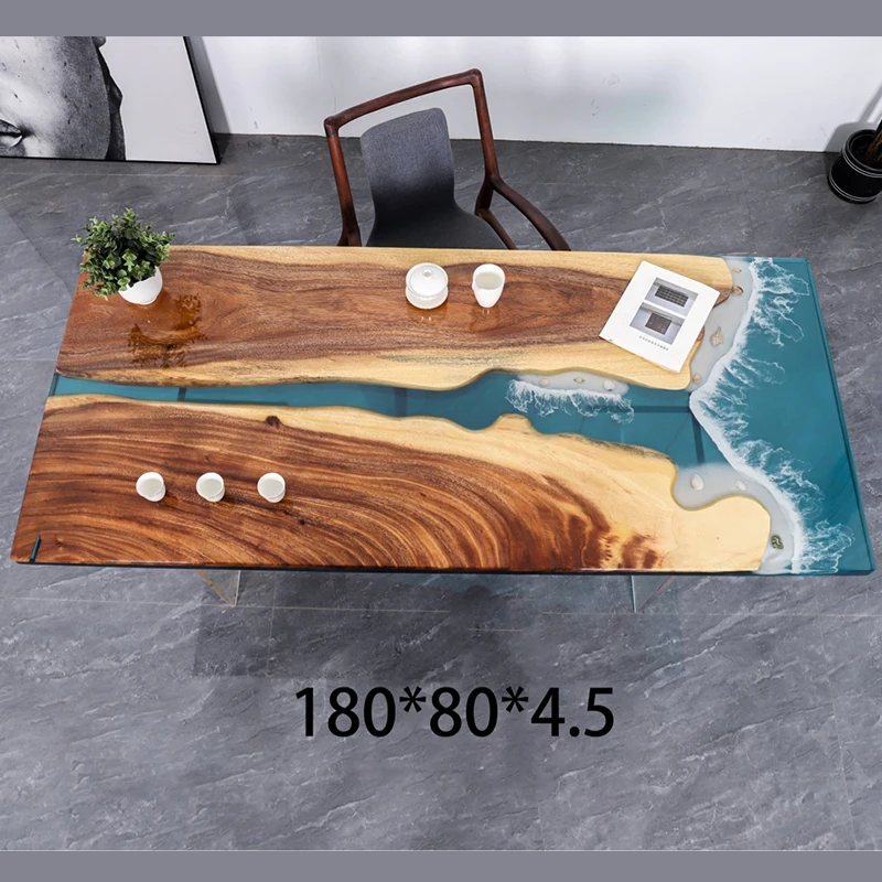 Wooden slab river table top solid wood clear epoxy resin table topA822