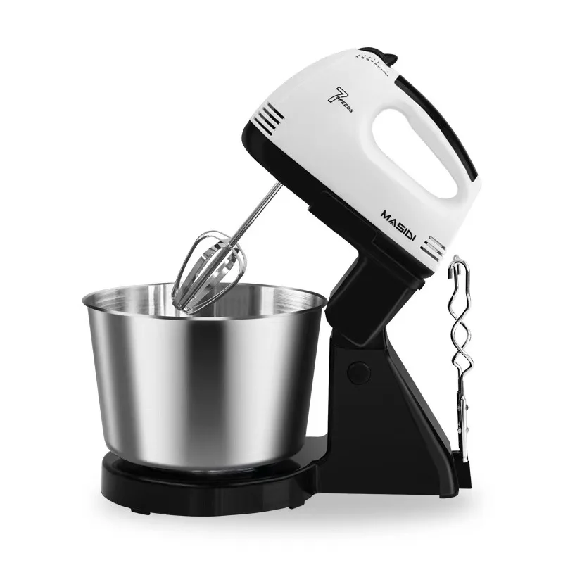 7 speed control Stainless Steel hooks and chrome beaters attached cake Plastic Electric hand mixer
