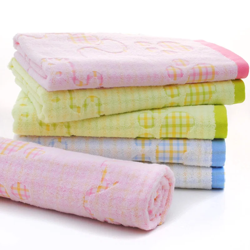 Kid Bath Towel 100% Cotton Super Soft Towel Zero Twist Yarn Kitty Jacquard