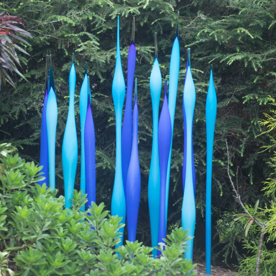 Modern creative park garden decoration creek pool decoration blue color murano glass sculpture fountain art decor glass