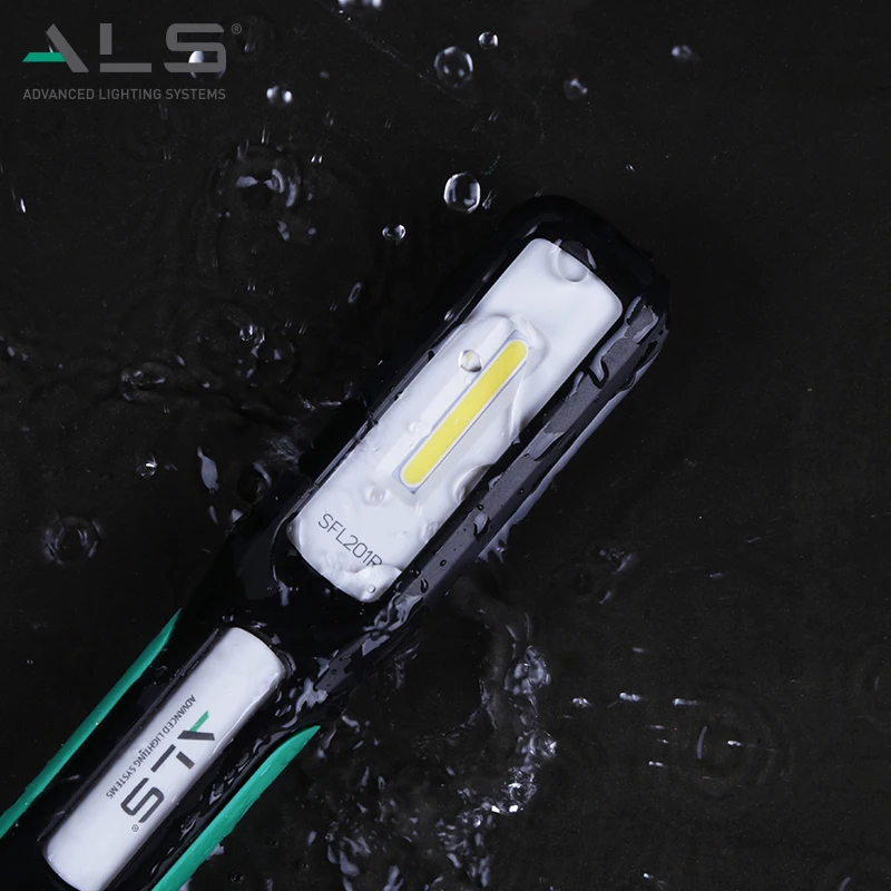 ALS 200lm Rechargeable Straight Folding COB LED Work Light Portable Flexible Bracket Fuel Gauge Waterproof Industry  Car Repair
