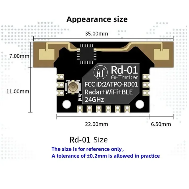 24G radar human body induction module/radar +WiFi+BLE module sensor Rd-01 with antenna