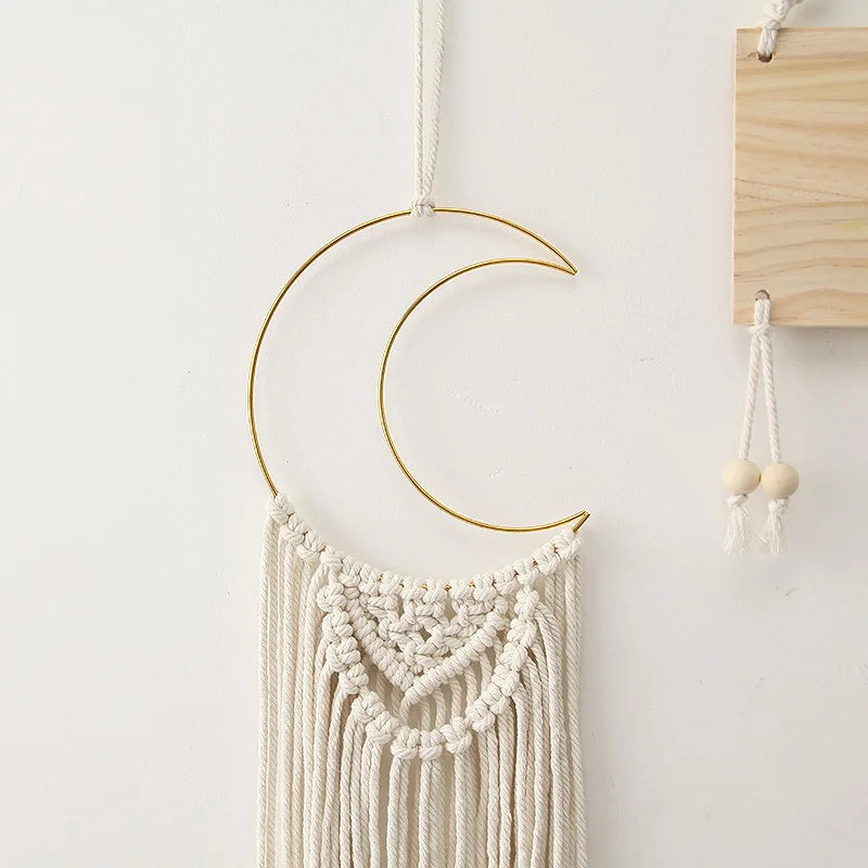 Moon Macrame Wall Hanging Boho Rope Woven Dream Catcher Wall Decor Chic Home Decoration