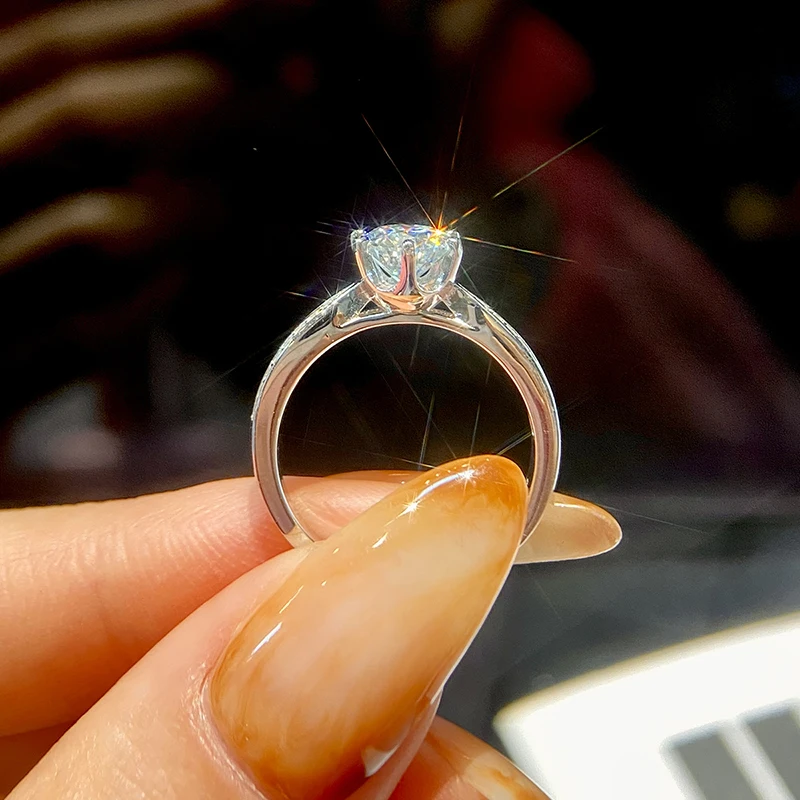 gra certified solitaire diamond moissanite ring 925 sterling silver 1 2 ct carat round cut for women engagement fine Jewelry