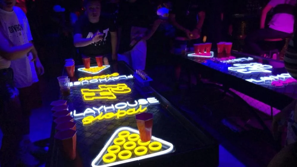
led beer pong beer slap game table 