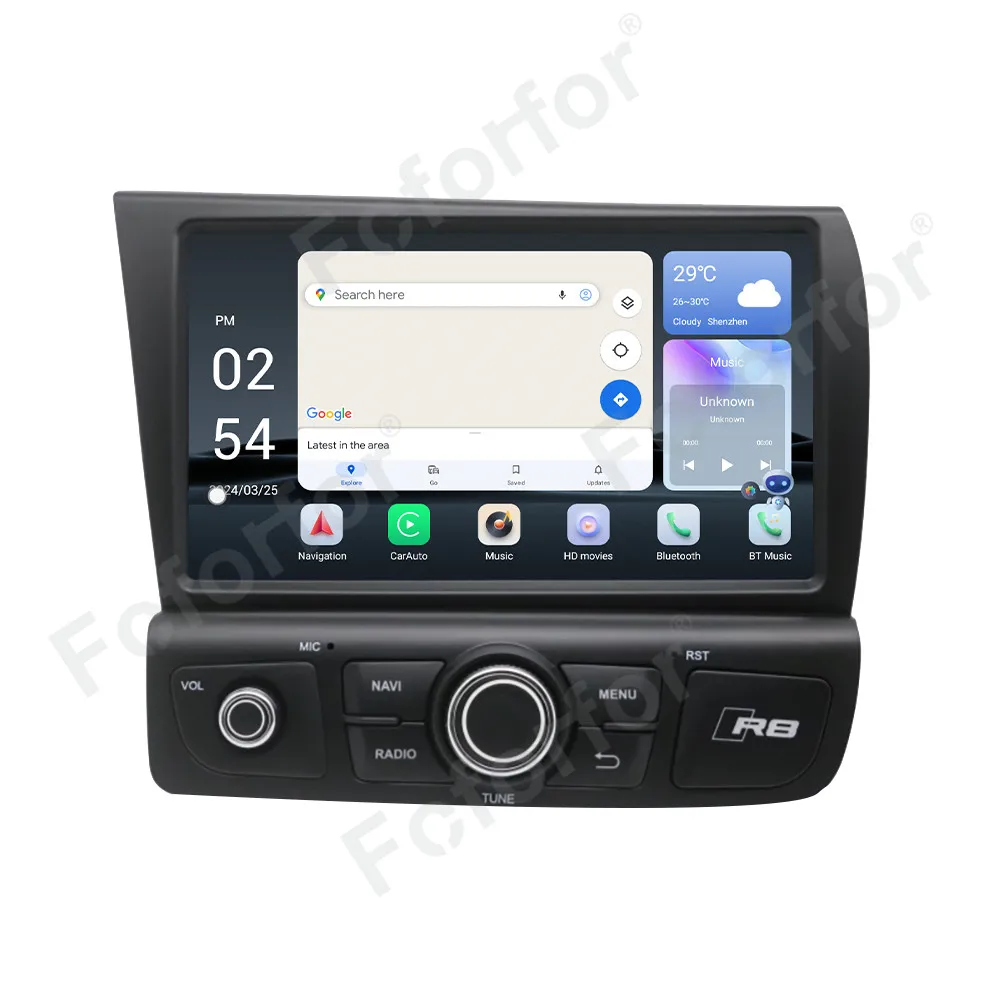 8' Car Radio For Audi R8 2007-2015 Android 13 GPS Navigation Multimedia Player Auto Wireless Carplay Head Unit With 8 Core CPU