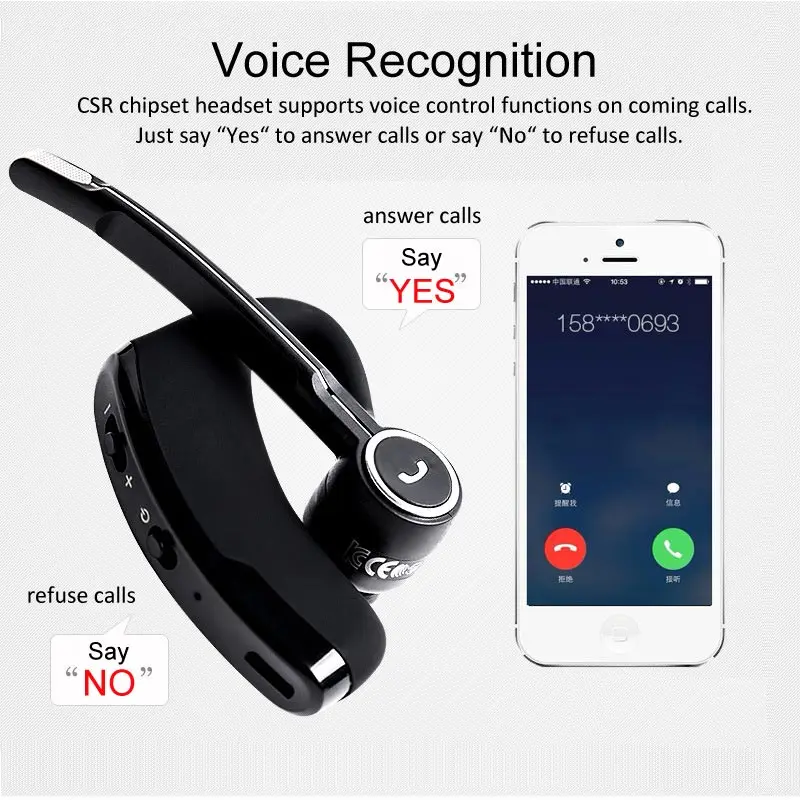 
V8 V9 Stereo Smart BT4.1 Earphone Business Wireless Headset Ear-hook Headphones with Mic For phones 