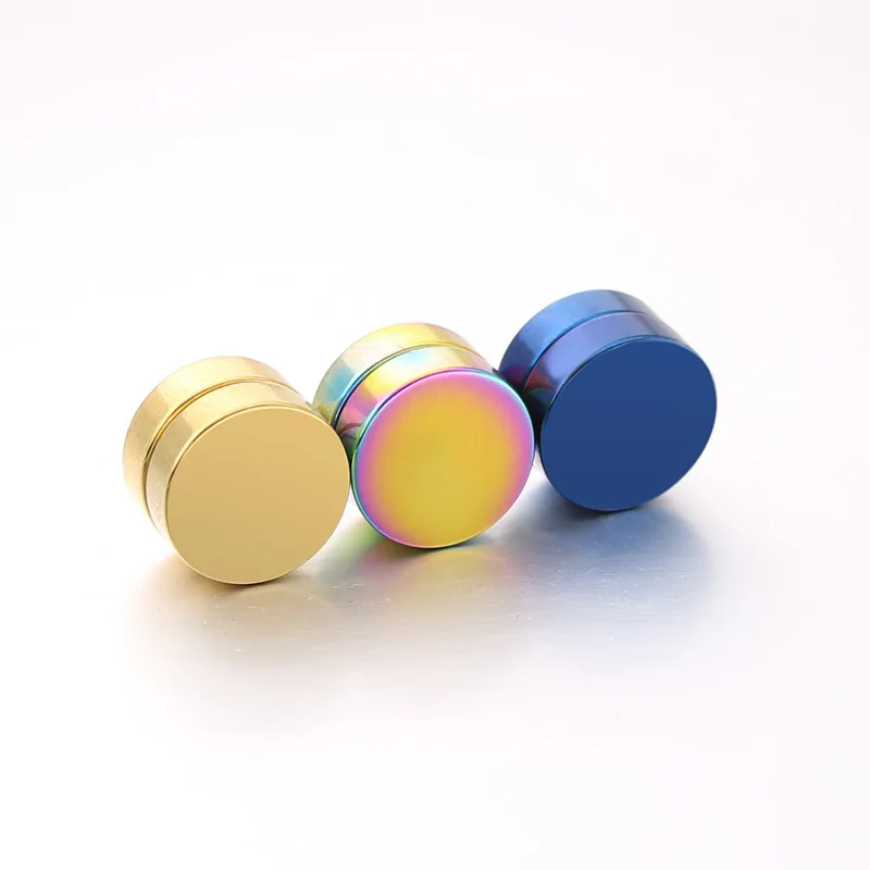 18K Gold Dot Stainless Steel No Piercing Black Magnetic Painless Ear Clip Earrings For Men Women Boys