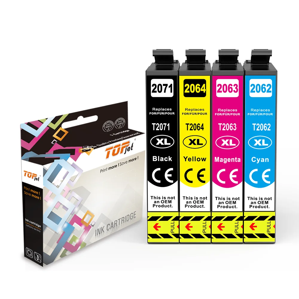 Topjet T206 T2061 T2062 T2063 T2064 T2071 T207 Compatible Color Inkjet Ink Cartridge for Epson  Expression XP-2101 Printer