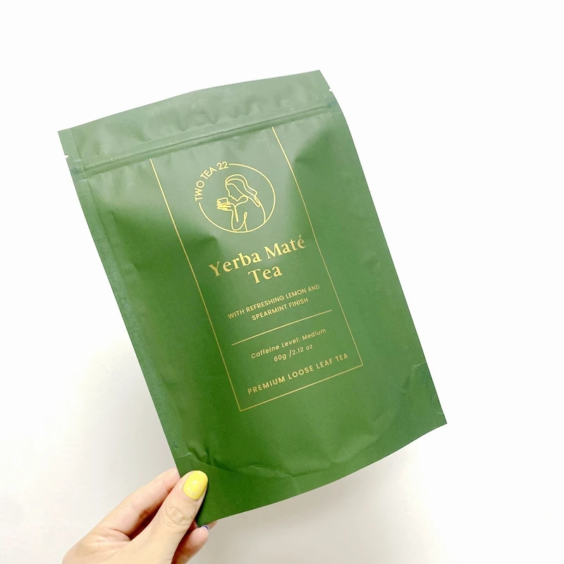 AT PACK New Arrivals Aluminum Foil Stand Up Pouch Teabag Pouch With Ziplock Top For 28 teabag