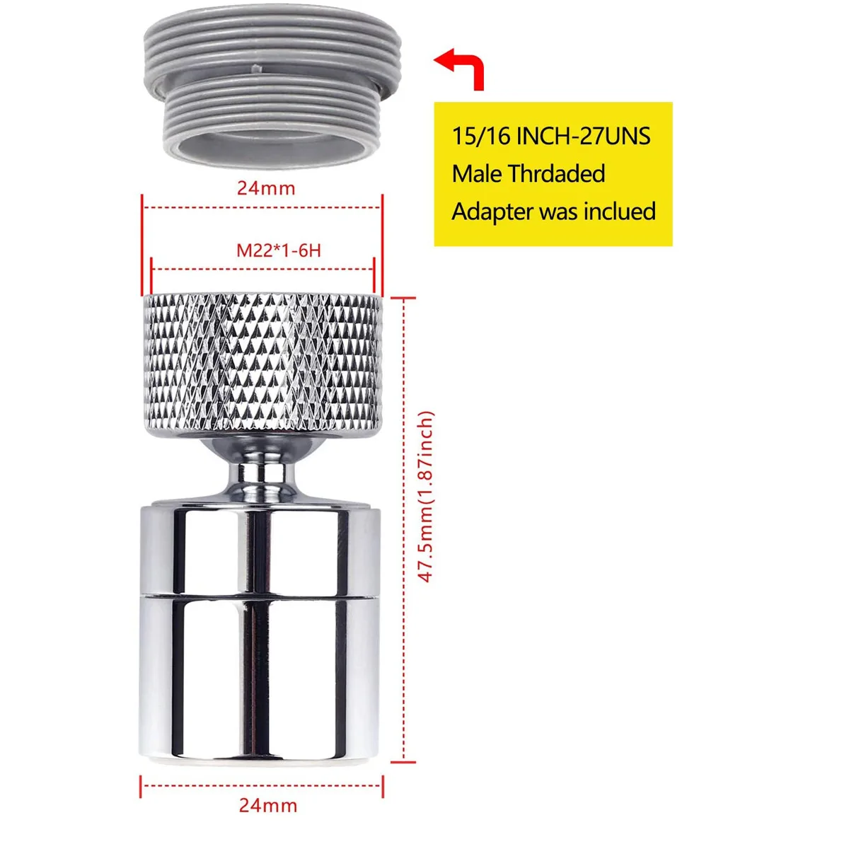 Redge - Water saving adapter, adapter for faucets, water purifier adapter M22 M24