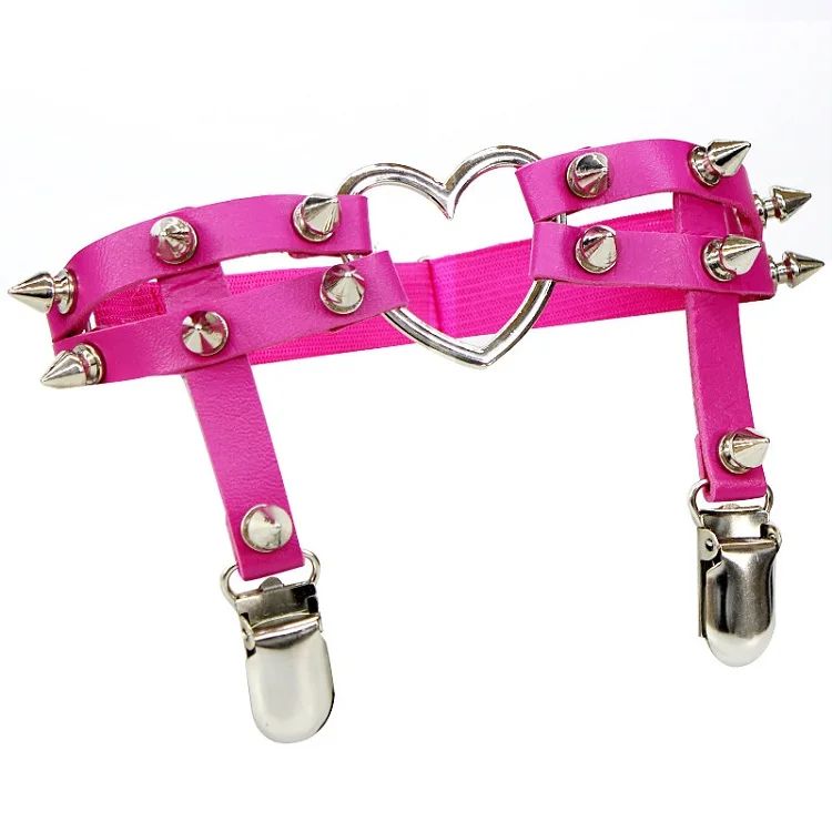  Garters Stocking Suspender Belts Punk Hip-hop Heart Shape Garter Leg Loop Foot Ring Strap Stock Girls Harajuku