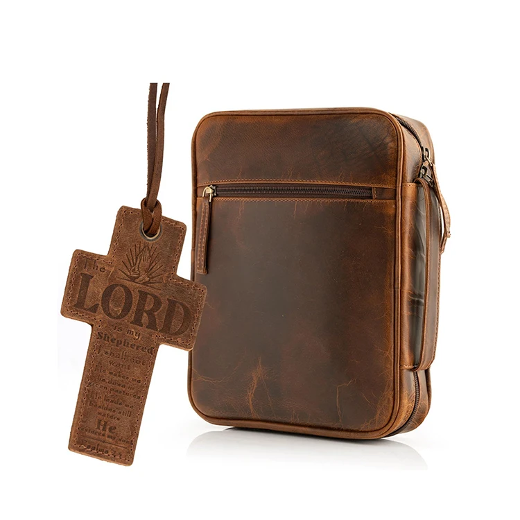 supplier OEM Classic Bible Cover PU Leather Bible bag With Handle High Quality Reusable Bible Cover for Christian Art Gifts