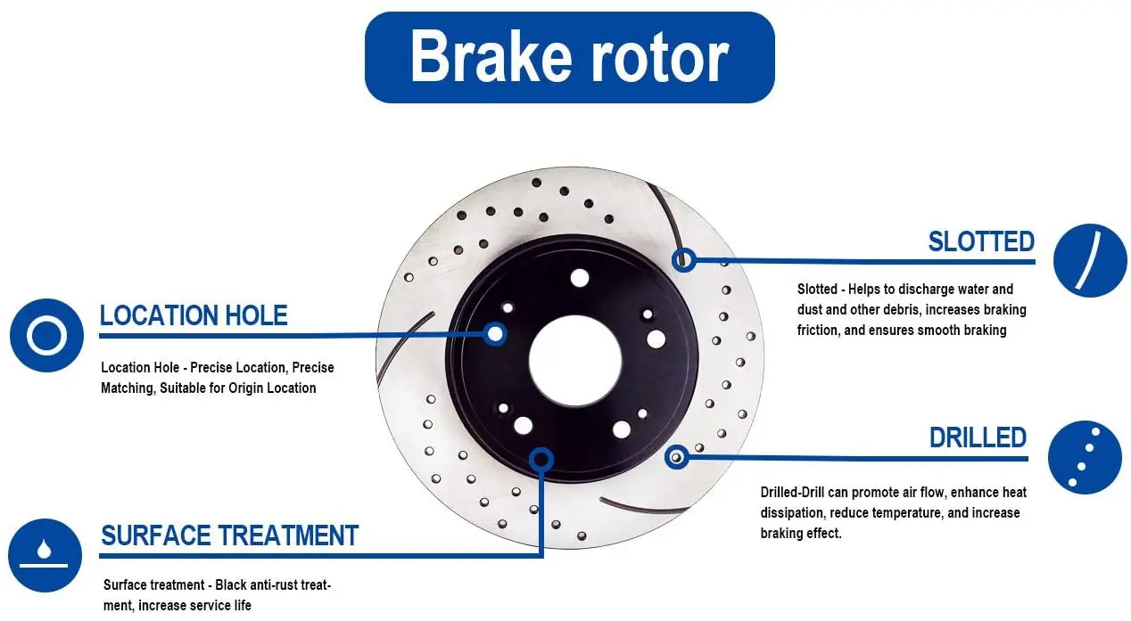 QYT10001 Front Brake kit with Slotted/Drilled Rotors and Ceramic Pads for Infiniti I35 Nissan Altima Maxima SUZUKI SX4 2013-