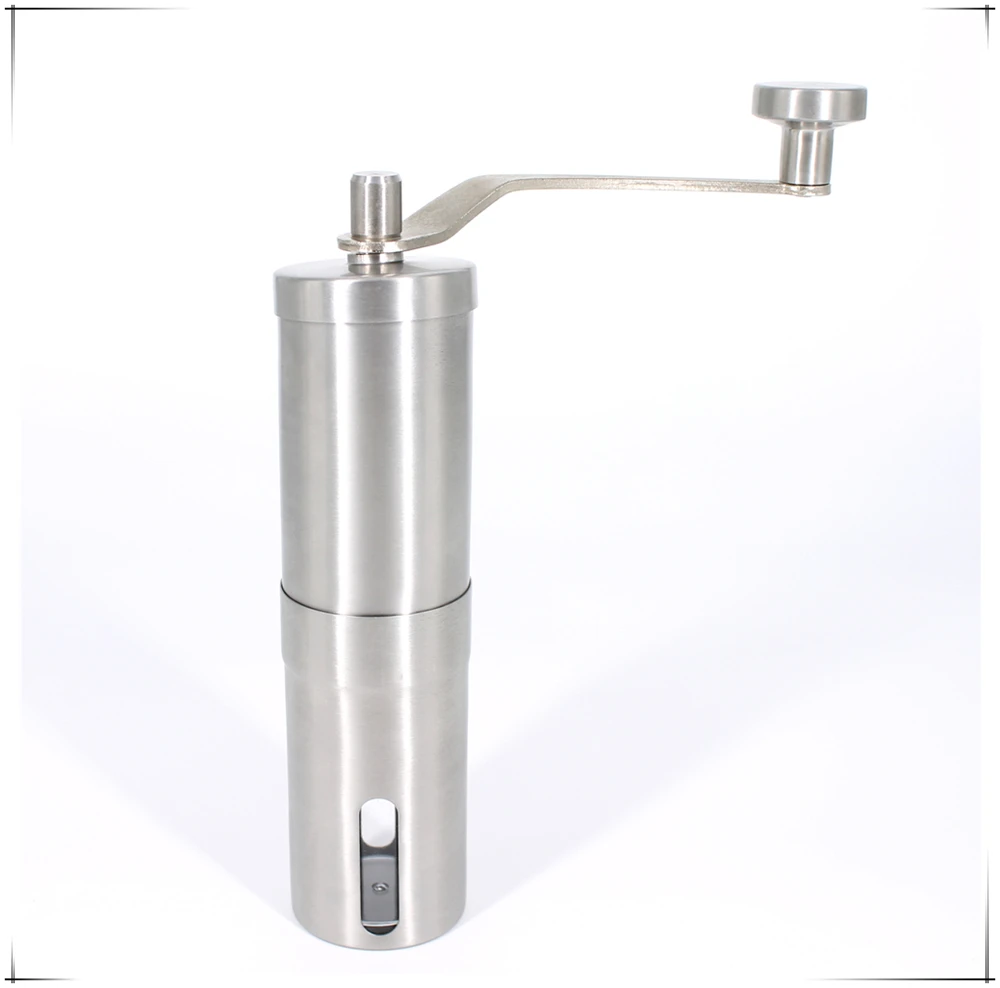 hand crank stainless steel manual coffee grinder with screw topside