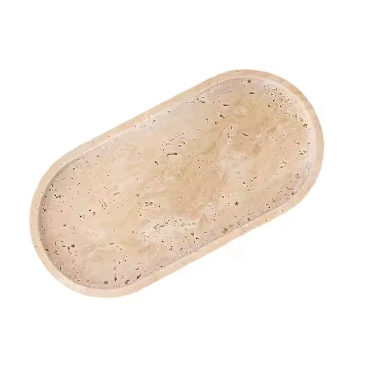Modern Luxury Large Beige Travertine Wholesale Marble Tray Marble Jewelry Tray Marble Shower Tray