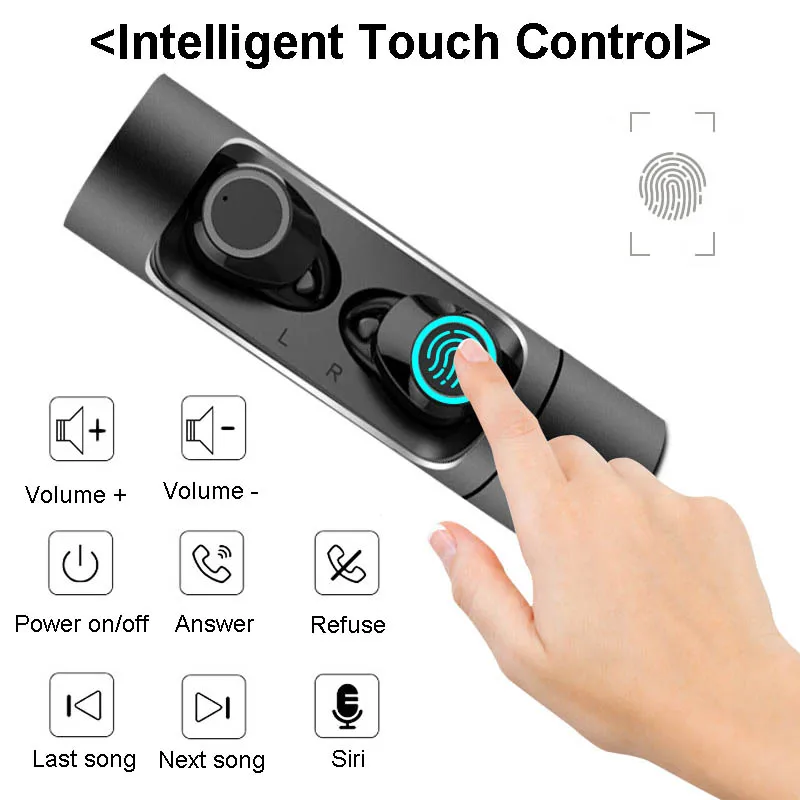 X8 TWS Earbuds Portable Power Bank Mini Twins V5.0 Multi-function Touch Control Sweatproof Sports Wireless Headphones