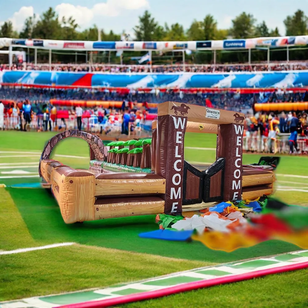 Outdoor Inflatable Horse Race Track Safe Area Air Fence for Adults and Kids Indoor Sports Game Fences for Fun and Exercise