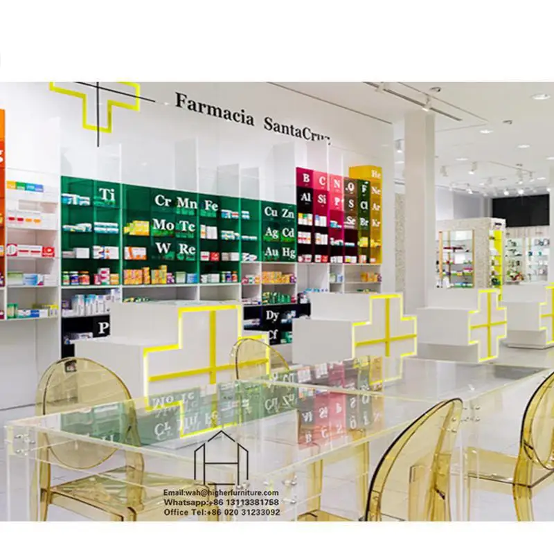 Аптека Farmacia полка для аптеки стеллажи счетчик дизайн интерьера современная мебель медицинского магазина